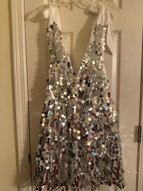 Buddy Love White Sequin Halter Mini Dress